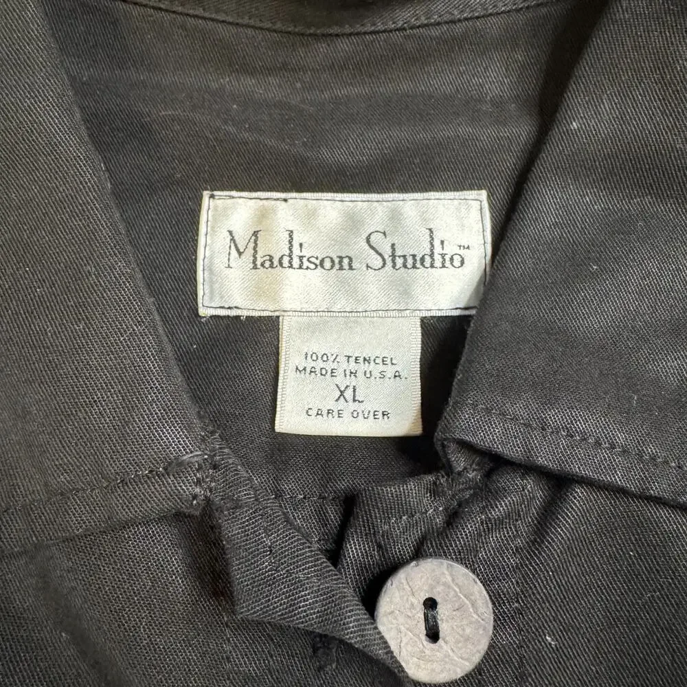 NWT Madison Studio Women’s Jacket Skirt Suit 2-piece Set 100% Tencel Black L/XL